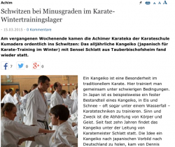 Schwitzen bei Minusgraden im Karate-Wintertrainingslager - Weser-Kurier vom 15.03.2015