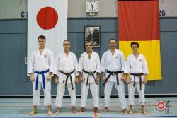 Karateschule Kumadera auf dem Seminar mit Shihan Malcolm Dorfman (8. Dan) und Sensei Ian Duncan (7. Dan)